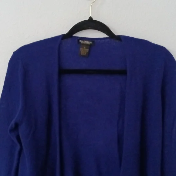 Philosophy Dane Lewis Cashmere Cardigan Size Small Blue Open Cascade Front Luxe - Picture 2 of 7